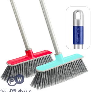 Bi-Injection Push Broom With Handle Assorted