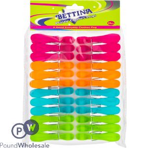 Bettina Plastic Clothes Pegs Assorted Colours 24pc