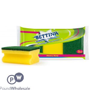 Bettina 3 Pack Easy Grip Premium Sponge Scourers