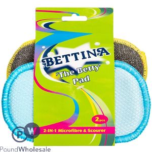 Bettina 'The Betty' 2-In-1 Microfibre & Scourer Pad 2pc