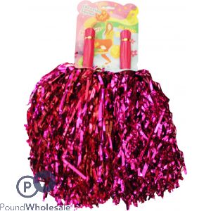 Large Cheer Leader Pink 2pc Pom Pom Set