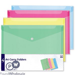 A4 Carry Folders Assorted Colours 3 Pack