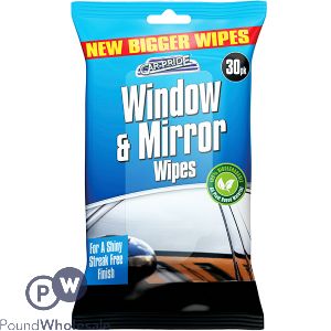 Car-pride Biodegradable Window & Mirror Wipes 30 Pack