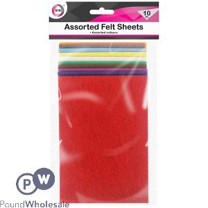 DID Assorted Colour Felt Sheets 10 Pack