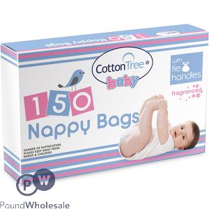 Cotton Tree Baby Fragranced Tie Handle Nappy Bags 150 Pack