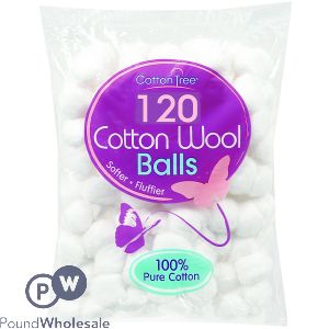 Cotton Tree 100% Cotton Wool Balls 120 Pack