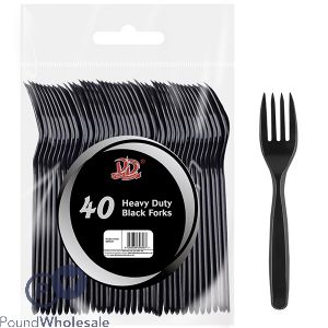 Deluxe Disposable Heavy Duty Black Forks 40 Pack