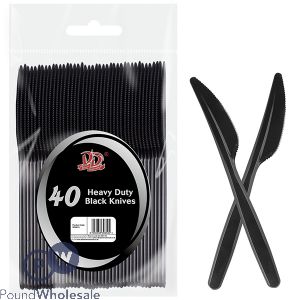 Deluxe Disposable Heavy Duty Black Knives 40 Pack