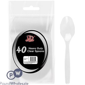 Deluxe Disposable Heavy Duty Clear Spoons 40 Pack