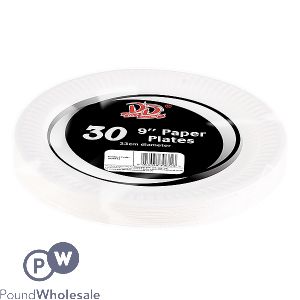 Deluxe Disposable 9" Paper Plates 30 Pack