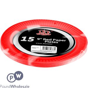 Red Disposable Paper Plates 9" 15 Pack