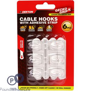 Dekton Gecko Grip Clear Adhesive Cable Hooks 6 Pack