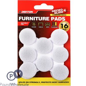 Dekton Gecko Slide White Furniture Pads 16pc