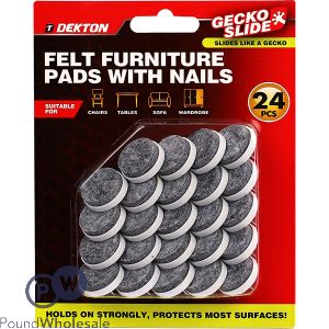 Dekton Gecko Slide Felt Furniture Pads With Nails 24pc