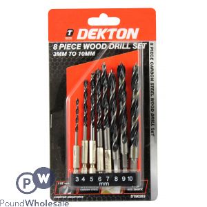 Dekton 8 Piece 1/4&quot; Shank Wood Drill Set 3-10mm