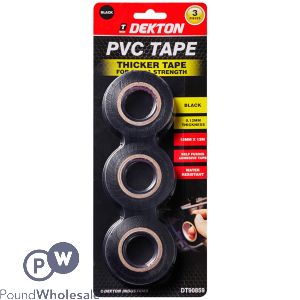 Dekton PVC Tape Extra Strong Black 3 Pack