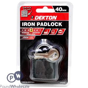 Dekton 40mm Iron Padlock With 3 Keys
