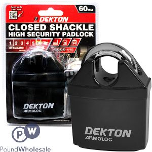 Dekton 60mm Closed Shackle High Security Padlock With 4 Keys