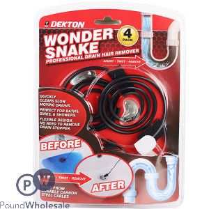 Dekton Wonder Snake Drain Hair Remover 4 Pack