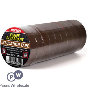 Dekton Brown Flame Retardant Insulation Tape 19mm X 20m 10 Pack