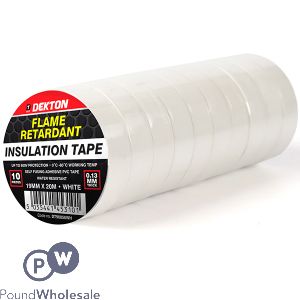 Dekton White Flame Retardant Insulation Tape 19mm X 20m 10 Pack