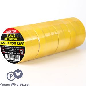 Dekton Yellow Flame Retardant Insulation Tape 19mm X 20m 10 Pack