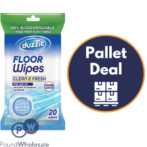 Duzzit Clean & Fresh Biodegradable Floor Wipes 20 Pack Pallet Deal