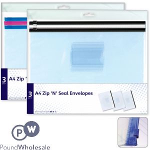 A4 Zip & Seal 3 Pack  Envelopes 