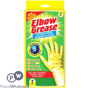 Elbow Grease Anti Bacterial Rubber Gloves Large