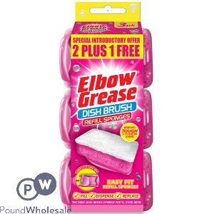 Elbow Grease Pink Dish Brush Refill Sponges 3 Pack