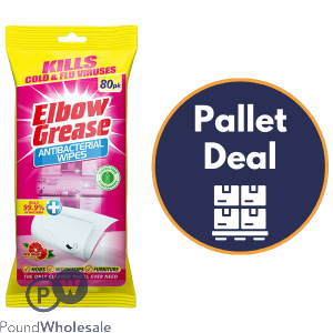 Elbow Grease Pink Blush Antibacterial Wipes 80 Pack Pallet Deal