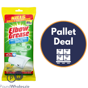 Elbow Grease Lemon Fresh Antibacterial Wipes 80 Pack Pallet Deal