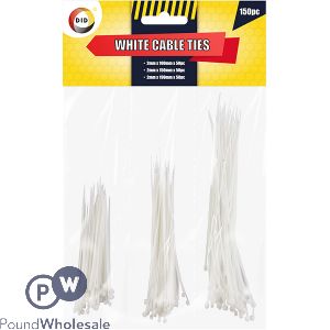 DID White Cable Ties Assorted 150pc