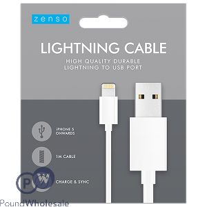 Zenso iPhone White Lightening Cable 1M
