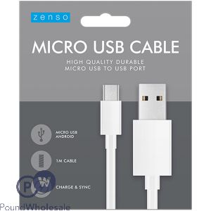 Zenso White Micro Usb Cable 1m