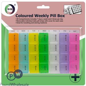 DID COLOURED WEEKLY PILL BOX