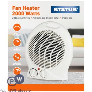 Status 2000W Upright White Fan Heater