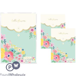 Hello Flower A4 Floral Popper Wallets 2 Pack