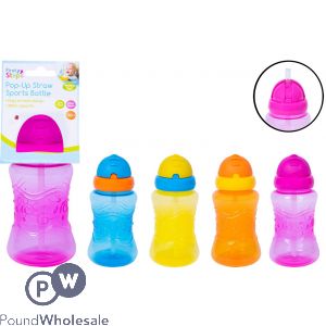 First Steps 310ml Pop-Up Straw Sports Bottle 4 Assorted Colours