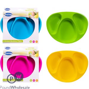 Premia 2 Divided Mealtime Plates 4 Assorted Colours Vat Free
