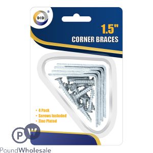 DID Corner Braces 1.5" With Screws 4 Pack