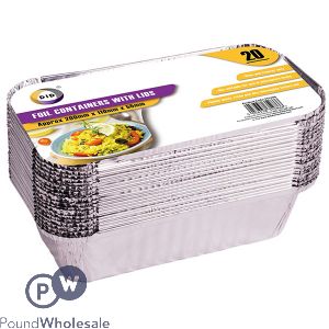 DID Foil Containers With Lids 20cm X 11cm X 5.5cm 20 Pack