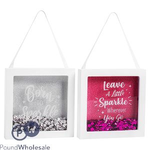 Hugs & Kisses Quote & Glitter Box Frame Assorted