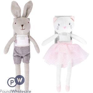 Hugs & Kisses Knitted Assorted Bunny & Cat 40cm