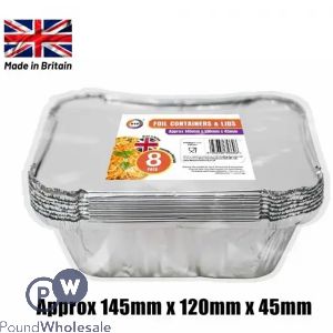 Did Foil Containers & Lids 8 Pack 14.5cm X 12cm X 4.5cm