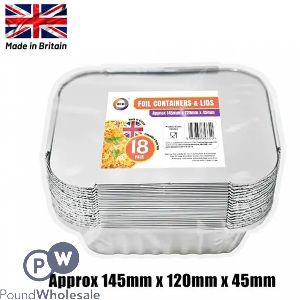 Did Foil Containers & Lids 18 Pack 14.5cm X 12cm X 4.5cm