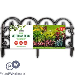 Rowan Black Plastic Victorian Garden Fencing 4 Pack