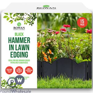 Rowan Black Plastic Hammer-in Lawn Edging 15 Pack