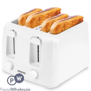 Geepas White 4 Slice 6 Level Bread Toaster 1400W