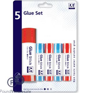 A* Stationery Clear & Coloured Glue Set 5 Pack